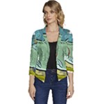 Fish Hook Worm Bait Water Hobby Women s Casual 3/4 Sleeve Spring Jacket
