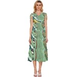 Fish Hook Worm Bait Water Hobby V-Neck Drawstring Shoulder Sleeveless Maxi Dress