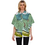 Fish Hook Worm Bait Water Hobby Women s Batwing Button Up Shirt