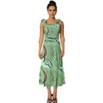 Fish Hook Worm Bait Water Hobby Tie-Strap Tiered Midi Chiffon Dress