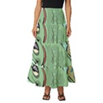 Fish Hook Worm Bait Water Hobby Tiered Ruffle Maxi Skirt