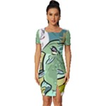 Fish Hook Worm Bait Water Hobby Fitted Knot Split End Bodycon Dress