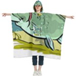 Fish Hook Worm Bait Water Hobby Women s Hooded Rain Ponchos