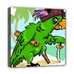 Parrot Hat Cartoon Captain Mini Canvas 8  x 8  (Stretched)