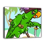 Parrot Hat Cartoon Captain Canvas 14  x 11  (Stretched)