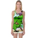 Parrot Hat Cartoon Captain One Piece Boyleg Swimsuit