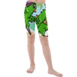 Parrot Hat Cartoon Captain Kids  Mid Length Swim Shorts