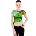 Parrot Hat Cartoon Captain Crew Neck Crop Top