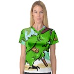 Parrot Hat Cartoon Captain V-Neck Sport Mesh T-Shirt