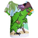Parrot Hat Cartoon Captain Women s Oversized T-Shirt