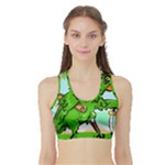 Parrot Hat Cartoon Captain Sports Bra with Border