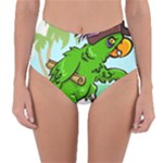 Parrot Hat Cartoon Captain Reversible High-Waist Bikini Bottoms