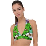 Parrot Hat Cartoon Captain Halter Plunge Bikini Top