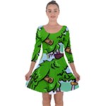 Parrot Hat Cartoon Captain Quarter Sleeve Skater Dress