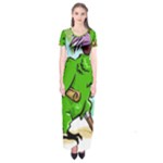 Parrot Hat Cartoon Captain Short Sleeve Maxi Dress