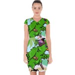 Parrot Hat Cartoon Captain Capsleeve Drawstring Dress 