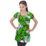 Parrot Hat Cartoon Captain Puff Sleeve Tunic Top