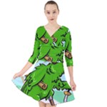 Parrot Hat Cartoon Captain Quarter Sleeve Front Wrap Dress
