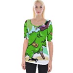 Parrot Hat Cartoon Captain Wide Neckline T-Shirt