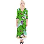 Parrot Hat Cartoon Captain Quarter Sleeve Wrap Maxi Dress