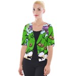 Parrot Hat Cartoon Captain Cropped Button Cardigan