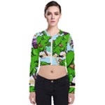 Parrot Hat Cartoon Captain Long Sleeve Zip Up Bomber Jacket