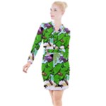 Parrot Hat Cartoon Captain Button Long Sleeve Dress