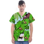 Parrot Hat Cartoon Captain Men s V-Neck Scrub Top