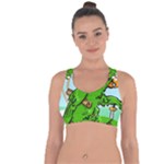 Parrot Hat Cartoon Captain Cross String Back Sports Bra
