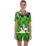 Parrot Hat Cartoon Captain Satin Short Sleeve Pajamas Set