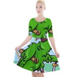 Parrot Hat Cartoon Captain Quarter Sleeve A-Line Dress