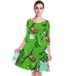 Parrot Hat Cartoon Captain Quarter Sleeve Waist Band Dress