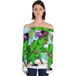 Parrot Hat Cartoon Captain Off Shoulder Long Sleeve Top