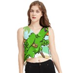 Parrot Hat Cartoon Captain V-Neck Cropped Tank Top