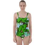 Parrot Hat Cartoon Captain Twist Front Tankini Set