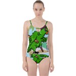 Parrot Hat Cartoon Captain Cut Out Top Tankini Set