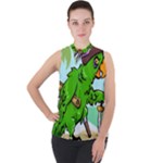 Parrot Hat Cartoon Captain Mock Neck Chiffon Sleeveless Top