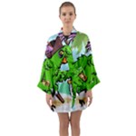 Parrot Hat Cartoon Captain Long Sleeve Satin Kimono
