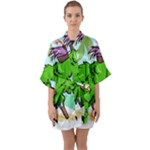 Parrot Hat Cartoon Captain Half Sleeve Satin Kimono 