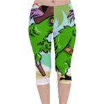 Parrot Hat Cartoon Captain Velvet Capri Leggings 