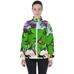 Parrot Hat Cartoon Captain Women s High Neck Windbreaker