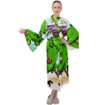 Parrot Hat Cartoon Captain Maxi Velvet Kimono