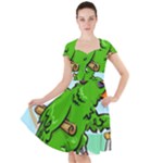 Parrot Hat Cartoon Captain Cap Sleeve Midi Dress