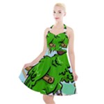 Parrot Hat Cartoon Captain Halter Party Swing Dress 