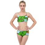 Parrot Hat Cartoon Captain Layered Top Bikini Set