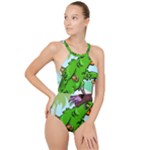 Parrot Hat Cartoon Captain High Neck One Piece Swimsuit