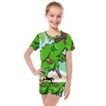 Parrot Hat Cartoon Captain Kids  Mesh T-Shirt and Shorts Set