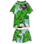 Parrot Hat Cartoon Captain Kids  Swim T-Shirt and Shorts Set
