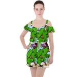 Parrot Hat Cartoon Captain Ruffle Cut Out Chiffon Playsuit