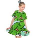 Parrot Hat Cartoon Captain Kids  Short Sleeve Shirt Dress